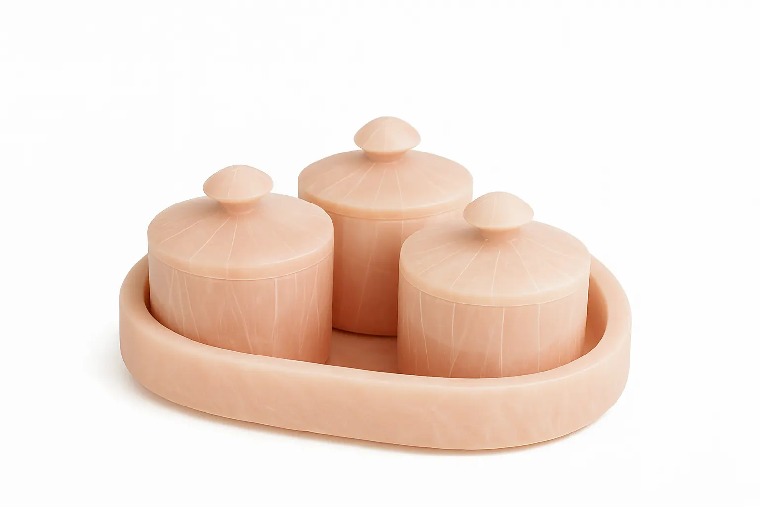 Pink Onyx 3-Piece Spice Container Set with Tray