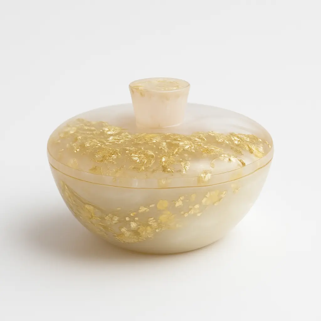 Luxury Resin Gold Leaf Storage Jar with Lid