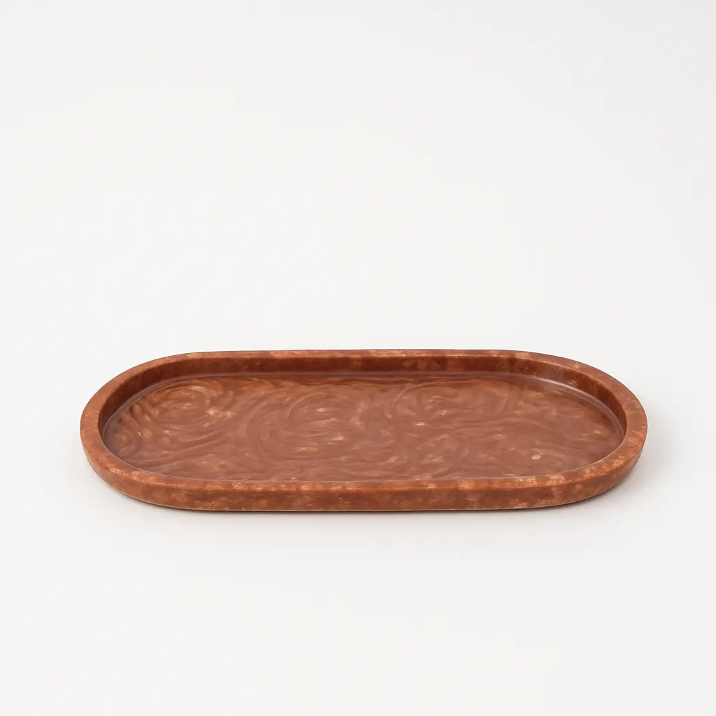 Oval Brown Resin Serving Tray