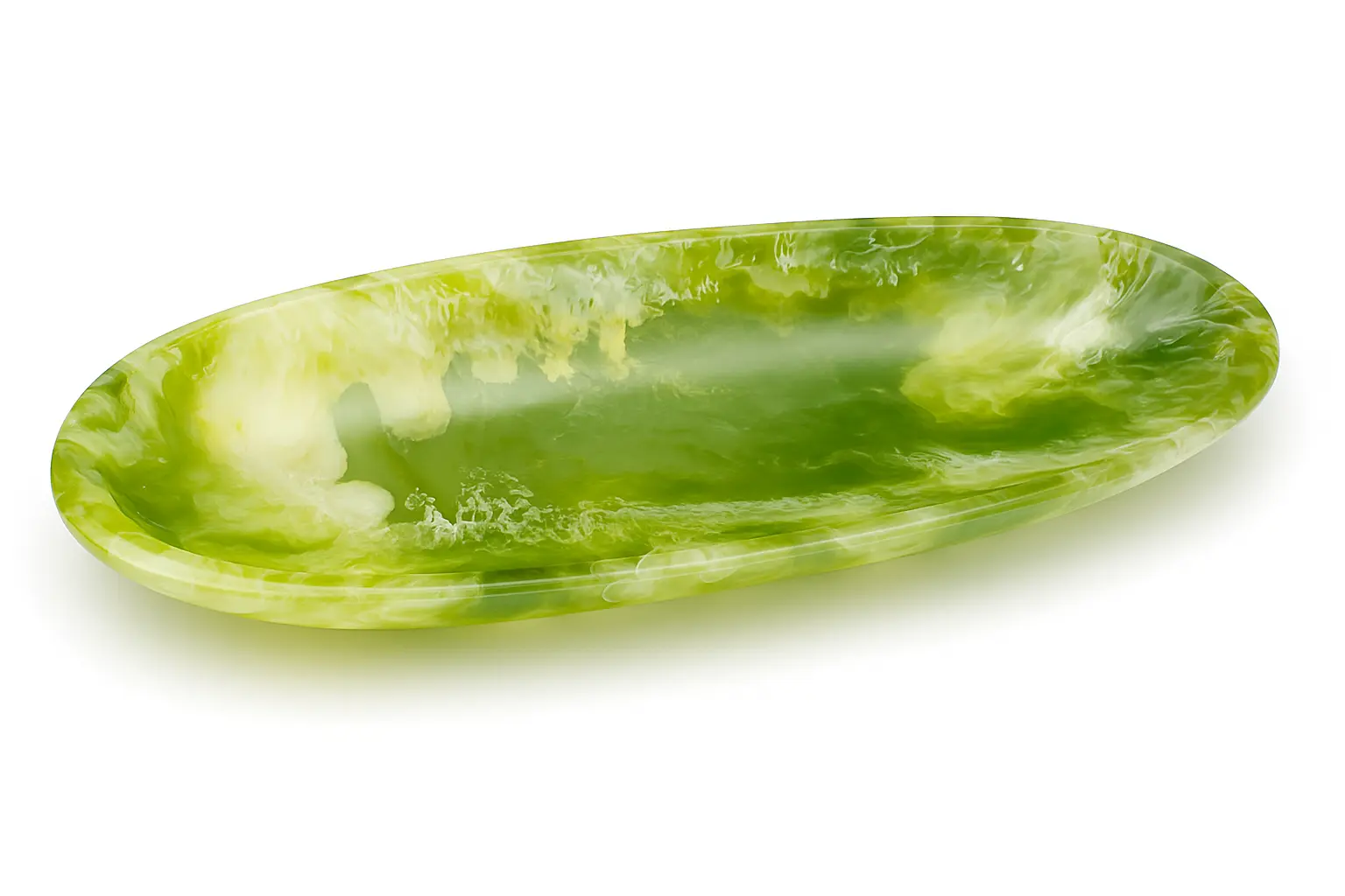 Marbled Green and White Oval Platter