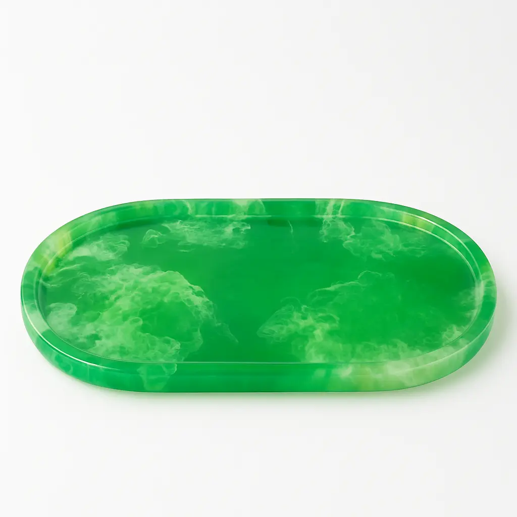 Green Resin Oval Tray