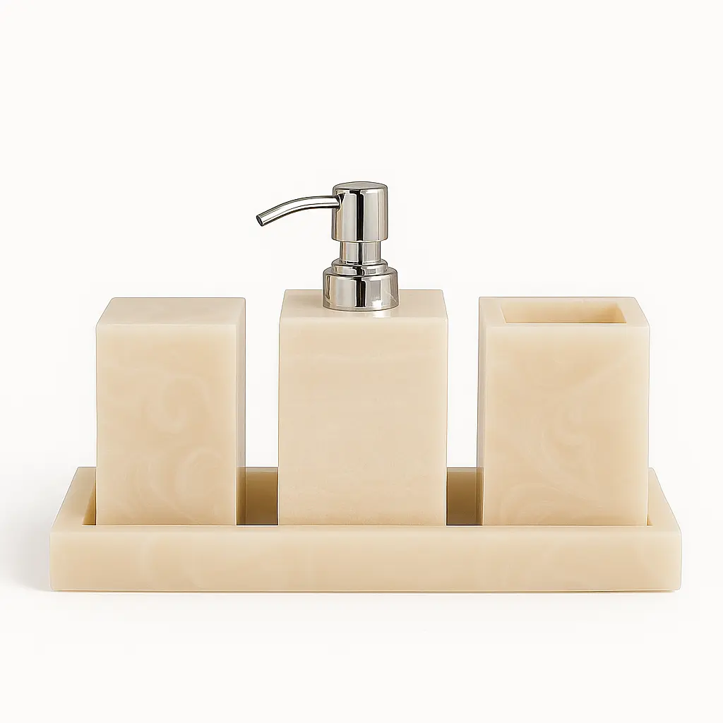 White Resin Bathroom Set