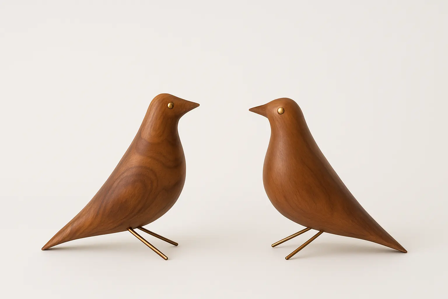 Wooden Pigeon Figurines (Set of 2)