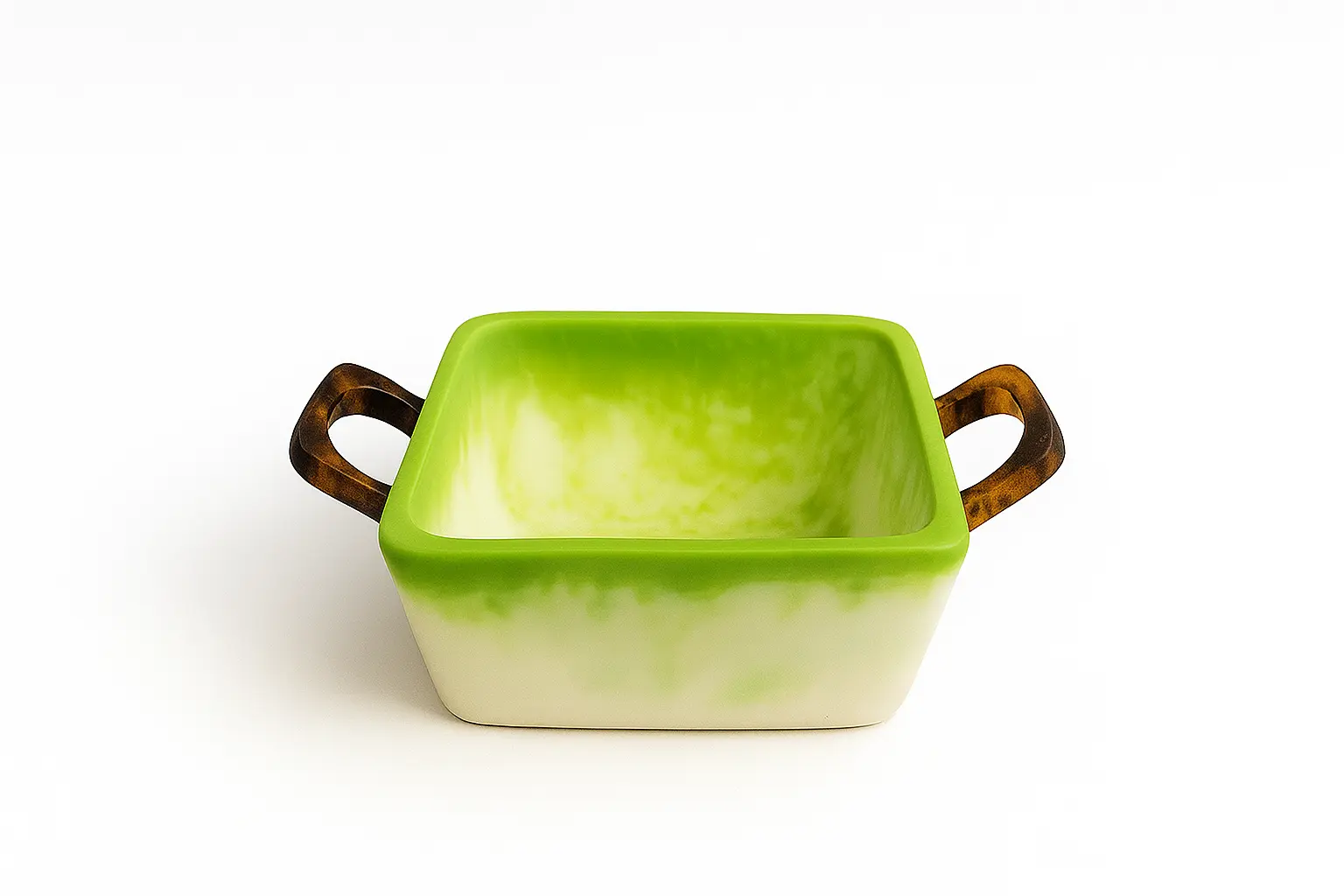 Square Green & White Serveware Bowl